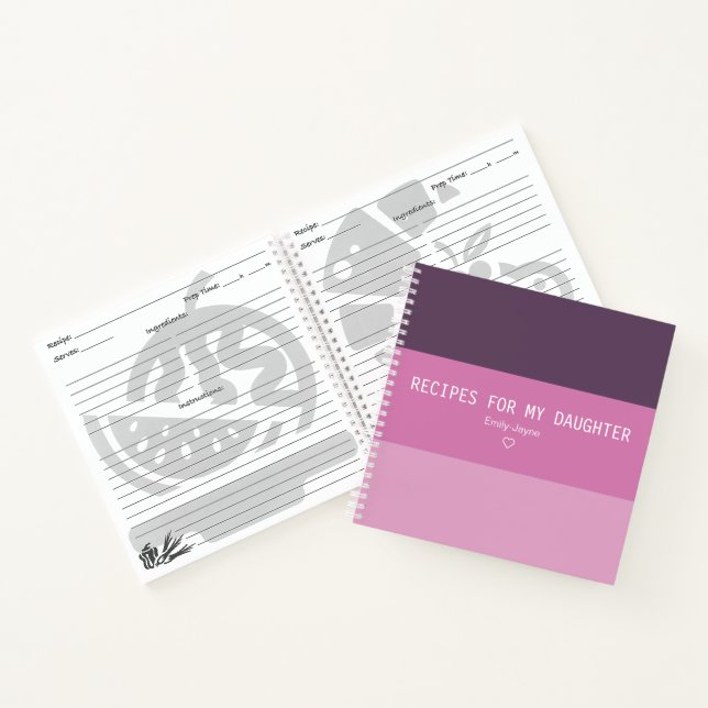Cuaderno Recetas para mi hija de tira moderna Keepsake (Interior)