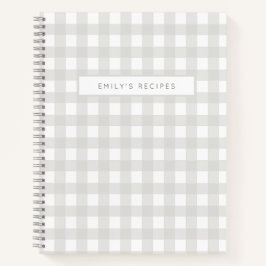 Cuaderno Recetas | Patrón de Gingham gris y blanco