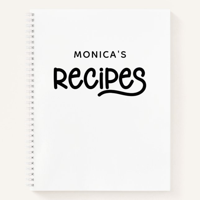 Cuaderno Recetas personalizadas blancas y negras (Anverso)
