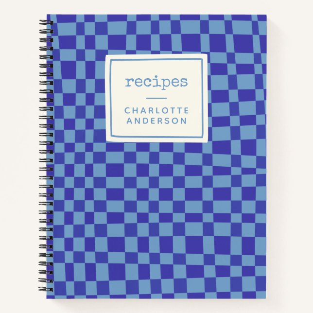 Cuaderno Recetas Personalizadas Cuadro Azul Retro (Anverso)