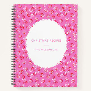 Cuaderno Recetas personalizadas de Navidad en rosa y rojo