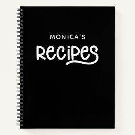Cuaderno Recetas personalizadas en blanco y negro