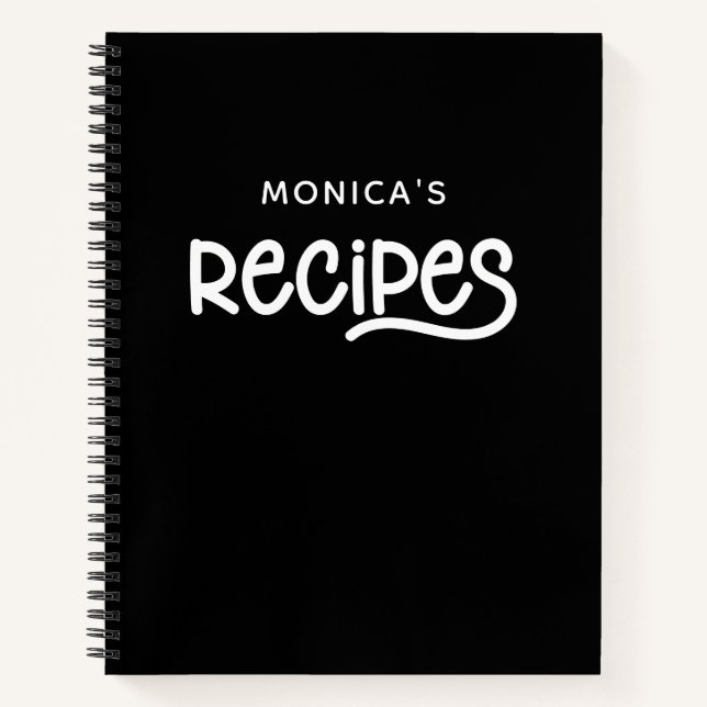 Cuaderno Recetas personalizadas en blanco y negro (Anverso)