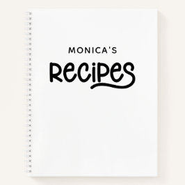 Cuaderno Recetas personalizadas en blanco y negro