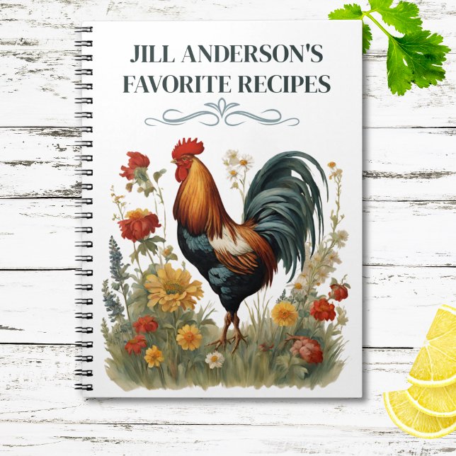 Cuaderno Recetas Personalizadas Gallo Botánico Vintage (Subido por el creador)