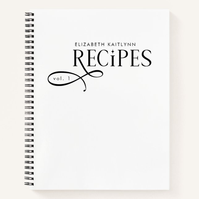Cuaderno Recetas Personalizadas Modernas Elegantes Negras B (Anverso)