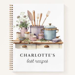 Cuaderno Recetas personalizadas ollas de cocina utensilios