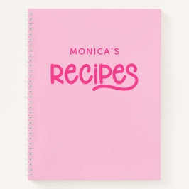 Cuaderno Recetas personalizadas rosa y fucsia