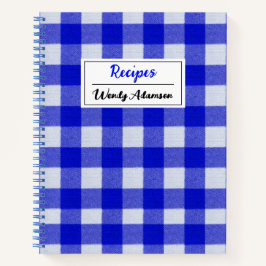 Cuaderno Recetas Retro Vintage. | Blue Gingham Plaid