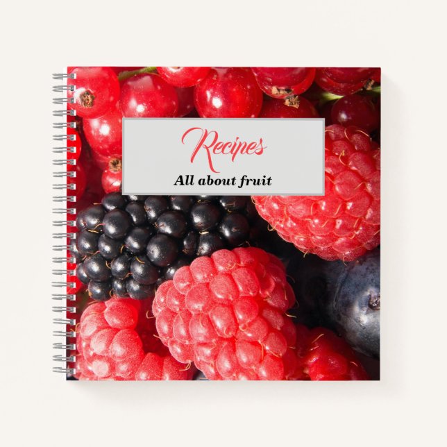 Cuaderno Recetas todo sobre texto de foto de fruta (Anverso)