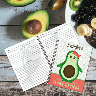 Cuaderno Recetas Vegan personalizados, aguacate lindo