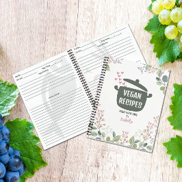 Cuaderno Recetas veganas de acuarela floral personalizadas