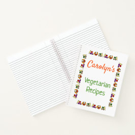 Cuaderno Recetas vegetarianas, nombre, verduras, blanco