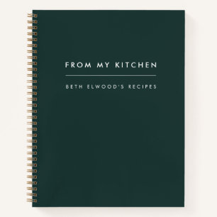 Cuaderno Recetas   Verde oscuro moderno de moda de mi cocin