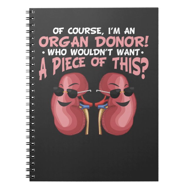 Cuaderno Reciclaje de órganos se pone bien donante de riñon (Frente)