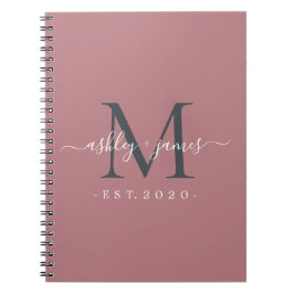 Cuaderno Recién casado Sr. Monogram Names Year Dusty Rosa