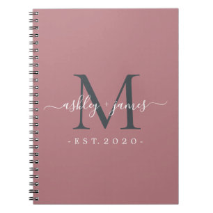 Cuaderno Recién casado Sr. Monogram Names Year Dusty Rosa
