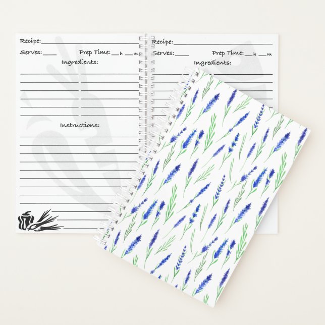 Cuaderno Recipe Book (14 x 21,6cm) - Lavender Pattern (Interior)