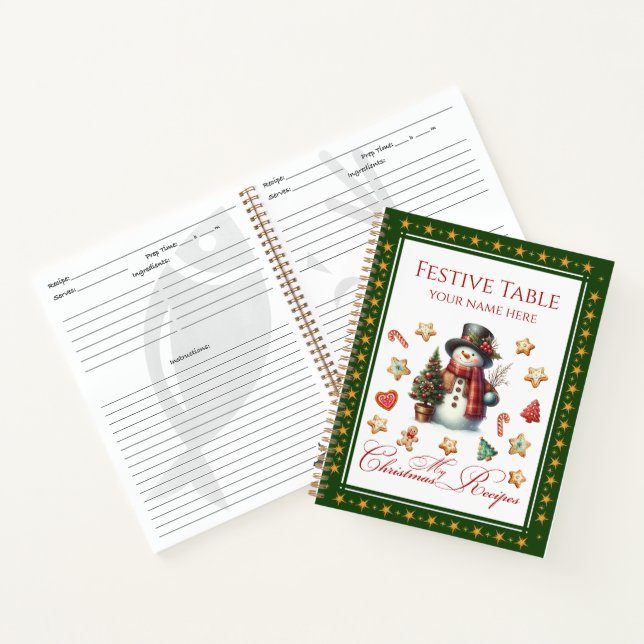 Cuaderno Recipe Book Snowman & Christmas Cookies Green (Interior)