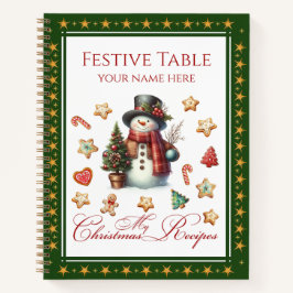 Cuaderno Recipe Book Snowman & Christmas Cookies Green