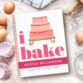 Cuaderno Recipe Cookbook Pastel Rosa Naranja Dorado Bake Mo