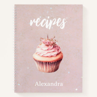 Cuaderno Recipitaciones Cupcake Purpurina rosa portátil per