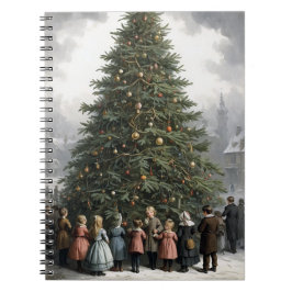 Cuaderno Recogida de árboles de Navidad en un pueblo antigu