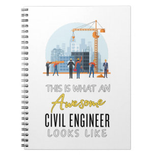 Cuaderno Reconocimiento Impresionante de Ingeniero Civil