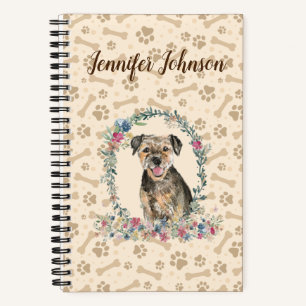Cuaderno Recorte floral e impresión de hojas de perro del 