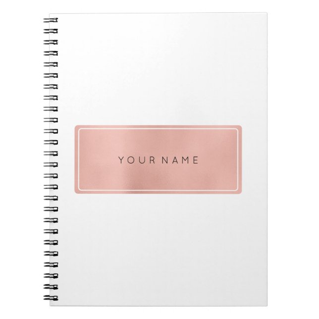 Cuaderno Rectangular Rosa Rosa Rosa Oro Polvo Metálico (Frente)