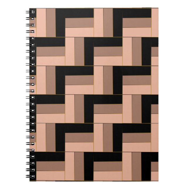 Cuaderno Rectángulos geométricos de Mocha negra marrón (Frente)