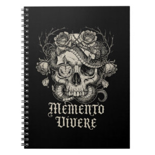 Cuaderno Recuerda Vivir Cráneo Gótico con Serpiente y Rosas