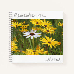 Cuaderno Recuerde florecer Bloc de notas de flores amarilla