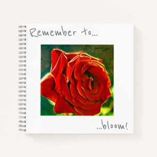 Cuaderno Recuerde florecer el bloc de notas Red Rose Flower