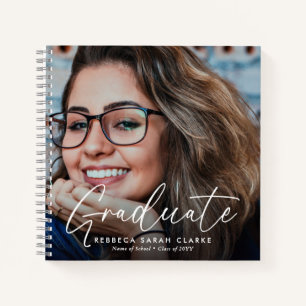 Cuaderno Recuerdo de fotografía de graduado con letra elega