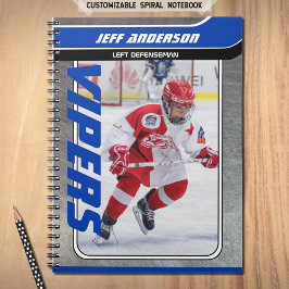Cuaderno Recuerdo en espiral de jugador de hockey sobre hie