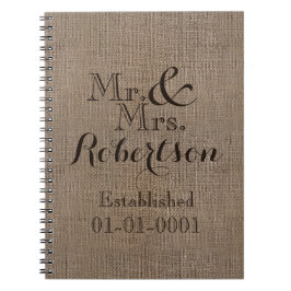 Cuaderno Recuerdo rústico personalizado de la boda de la