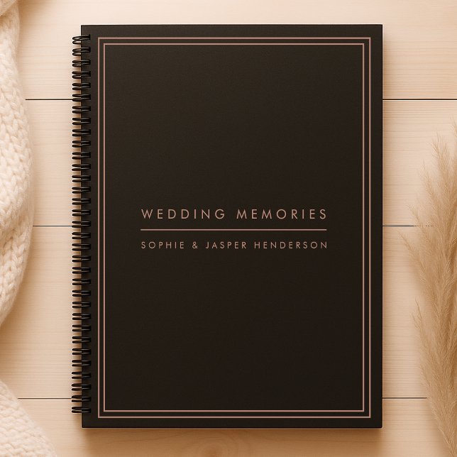 Cuaderno Recuerdos bodas Elegantes Faux Rosa Gold y Black (Subido por el creador)
