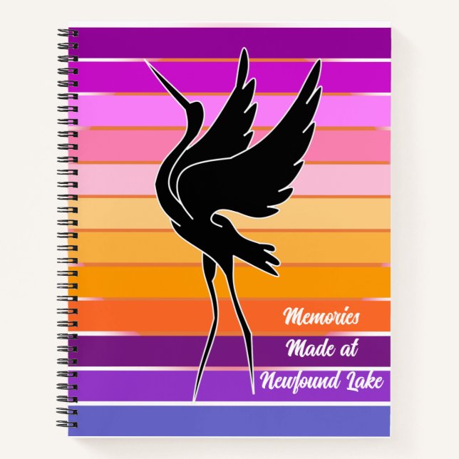 Cuaderno Recuerdos hechos en el lago Sunrise Sunset Bird (Anverso)