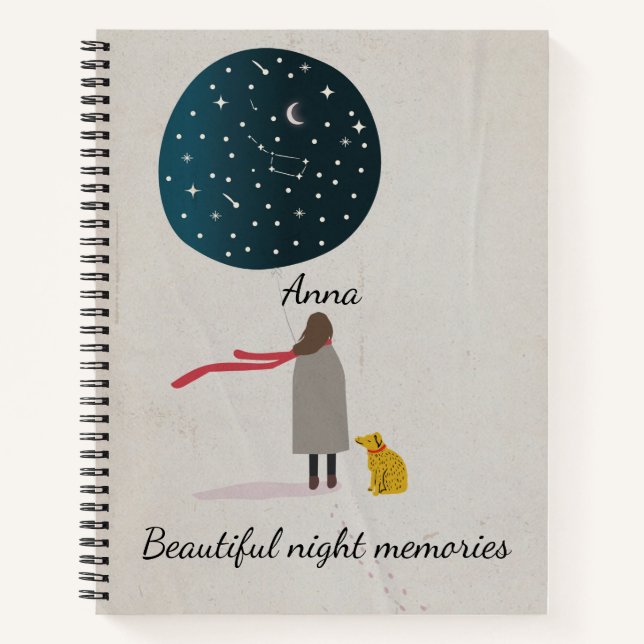 Cuaderno Recuerdos nocturnos de belleza personalizada (Anverso)
