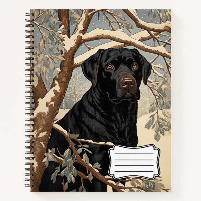 Cuaderno Recuperación de Labrador Negro en invierno (Anverso)