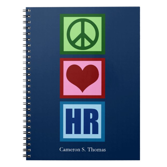 Cuaderno Recursos humanos personalizados de Peace Love HR (Frente)