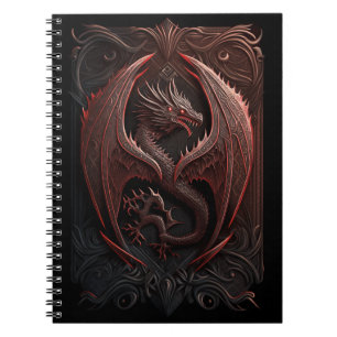 Cuaderno Red and Black Dragon Spiral Photo Notebook