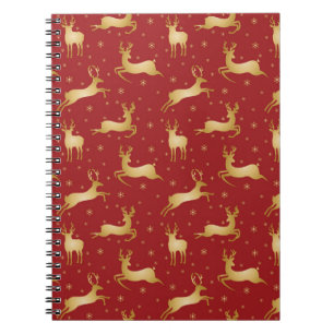 Cuaderno Red and gold Christmas reindeer