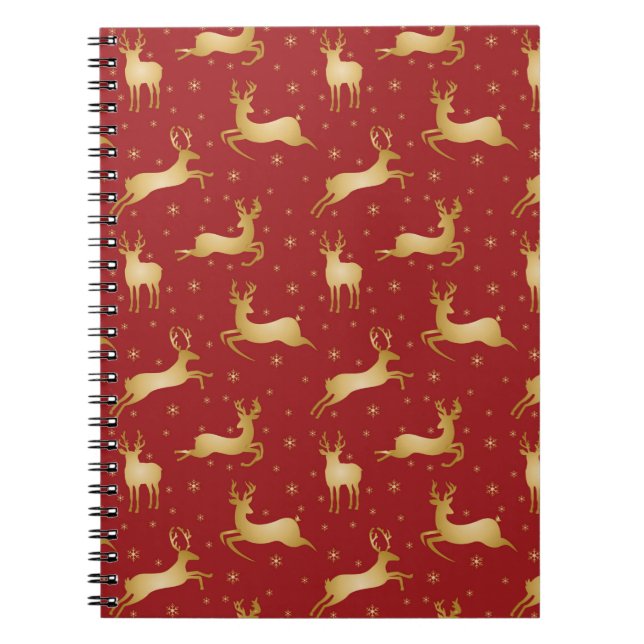 Cuaderno Red and gold Christmas reindeer (Frente)
