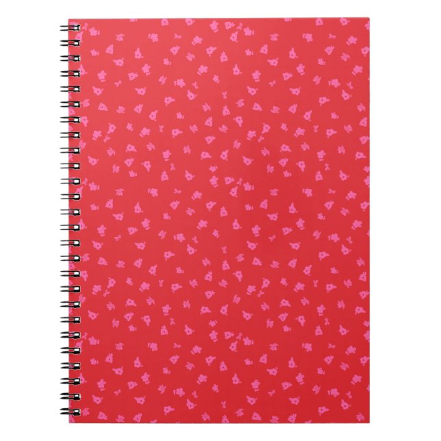 Cuaderno Red and Pink Flirty Ditsy Floral Plain Notebook (Frente)