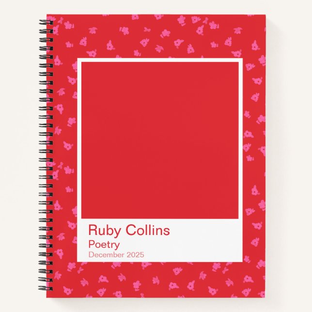 Cuaderno Red and Pink Floral Notebook (Anverso)