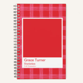 Cuaderno Red and Pink Illustrated Plaid Notebook