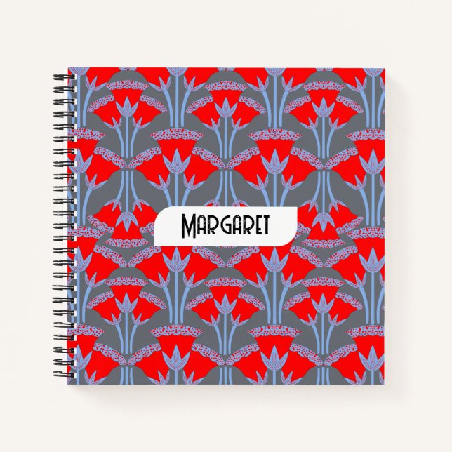 Cuaderno Red Bellflower Name Personalized Cute Notebook (Anverso)