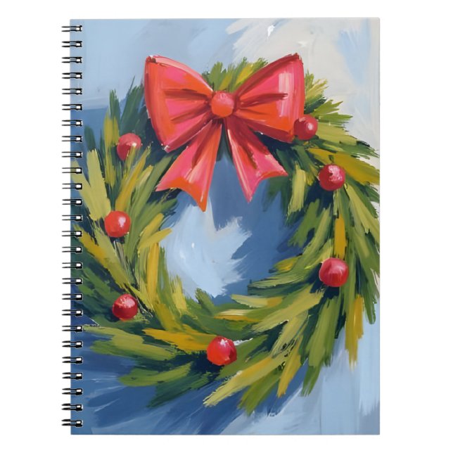 Cuaderno Red Bow Christmas Wreath | Watercolor (Frente)